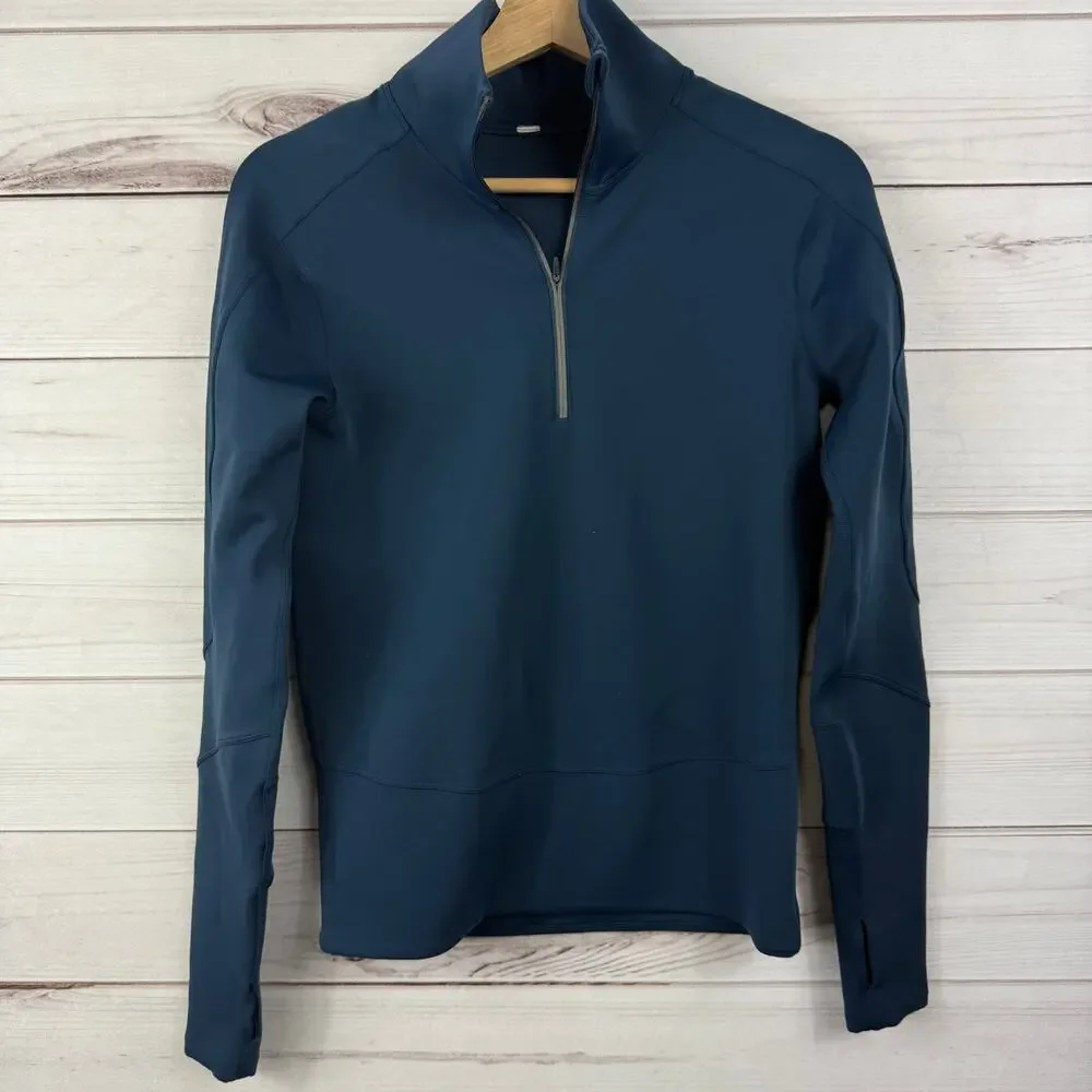 Women's Lululemon Run to‎ Reset Half Zip Size XS Night Diver Blue Pullover